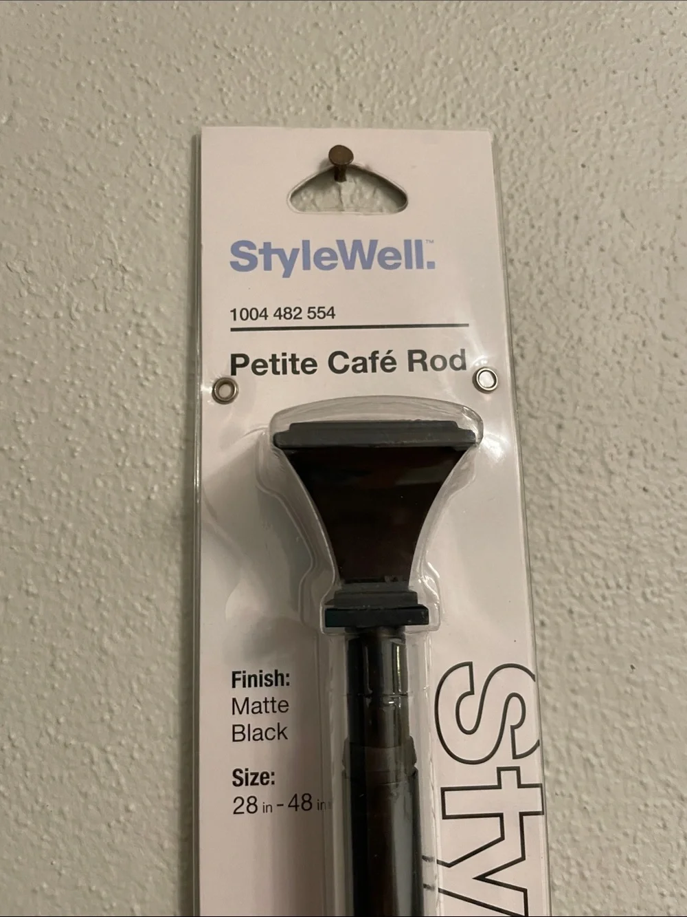 New StyleWell Petite Cafe Rod Black Matte Finish Curtain Rod 28-48” - 5/8”D